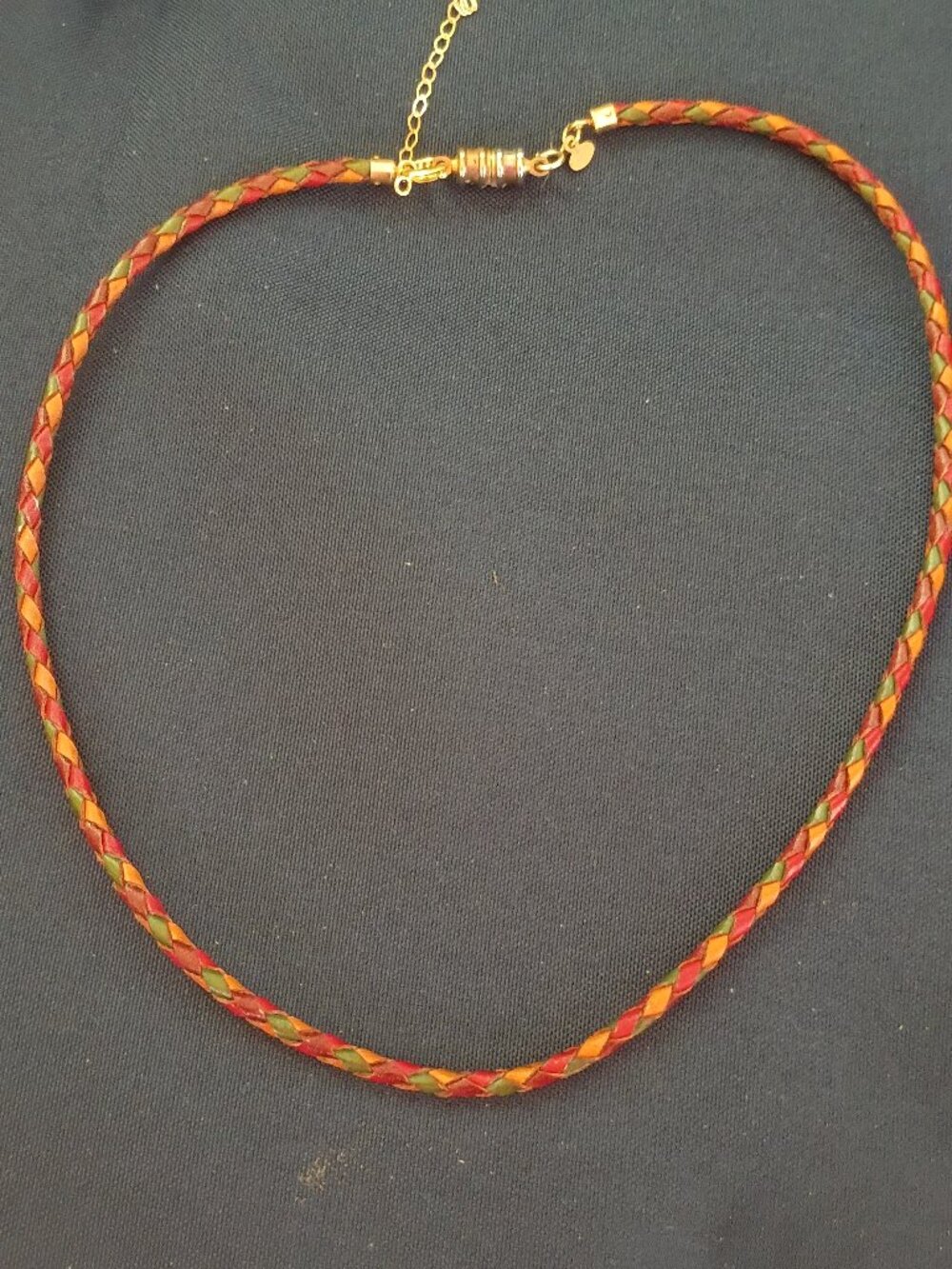 Milor 14K gold multicolored braided leather cord collar necklace